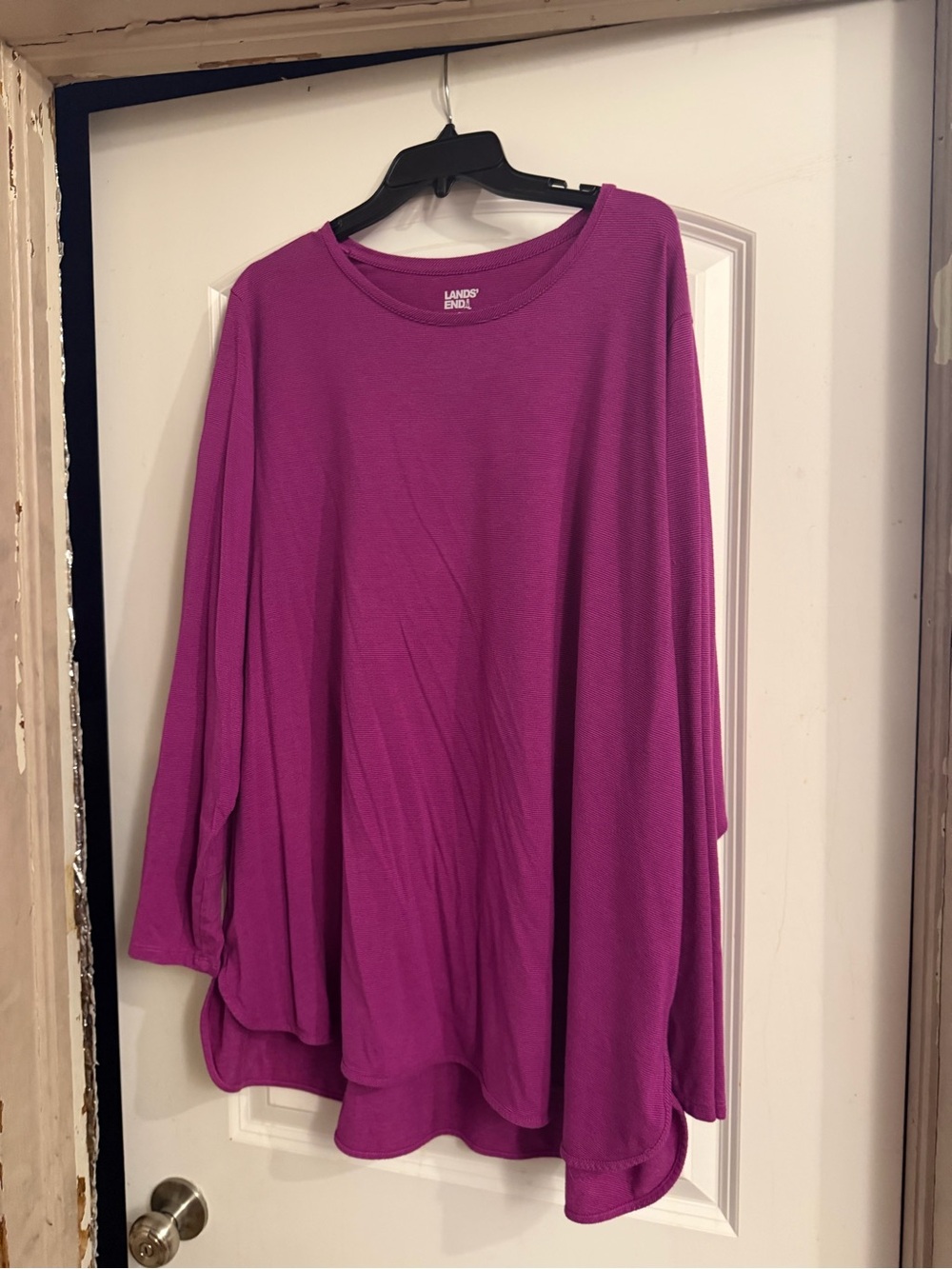 Lands' End Magenta Long-Sleeve Swing Top
